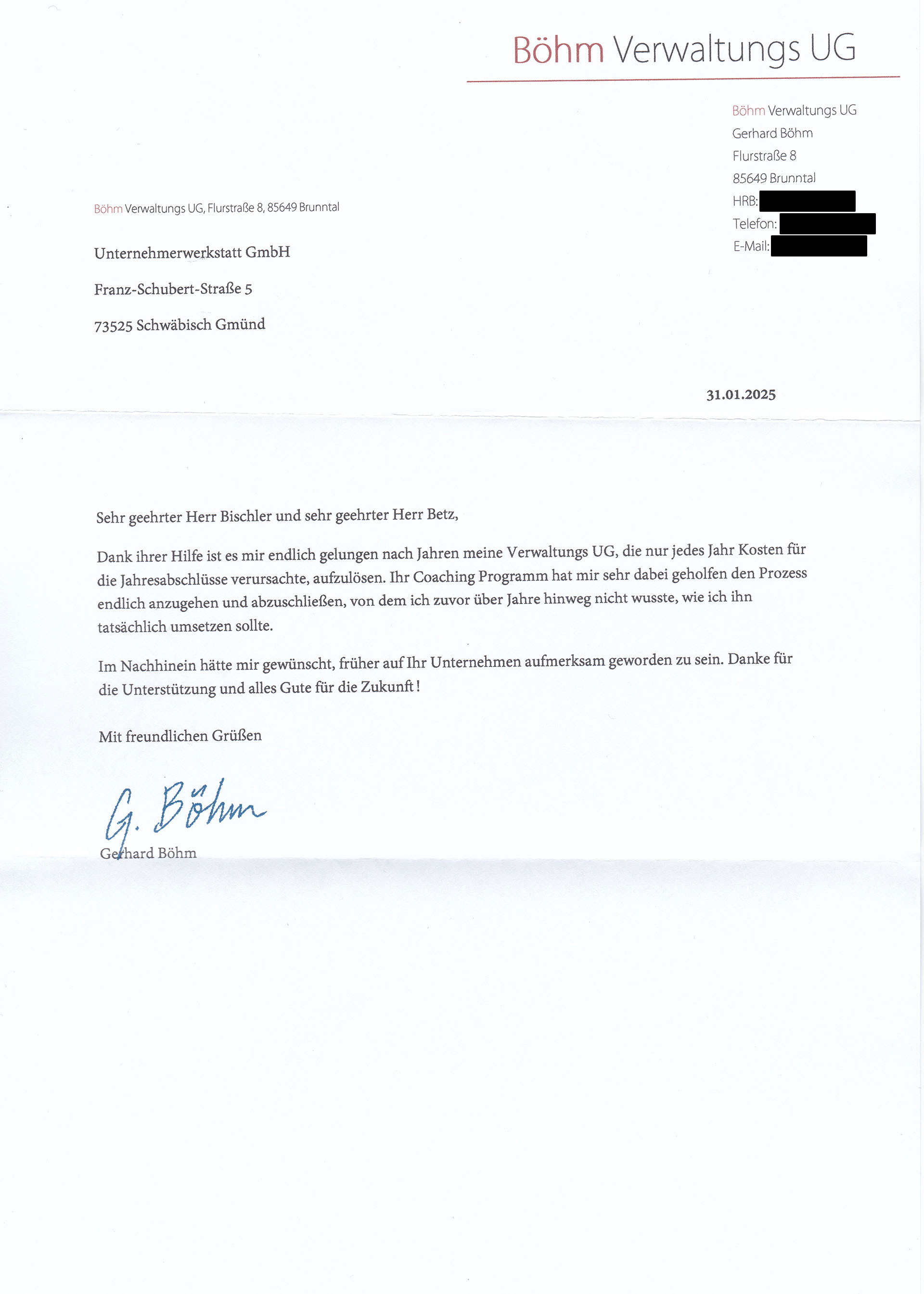 Geschäftsaufgabe Testimonial 3