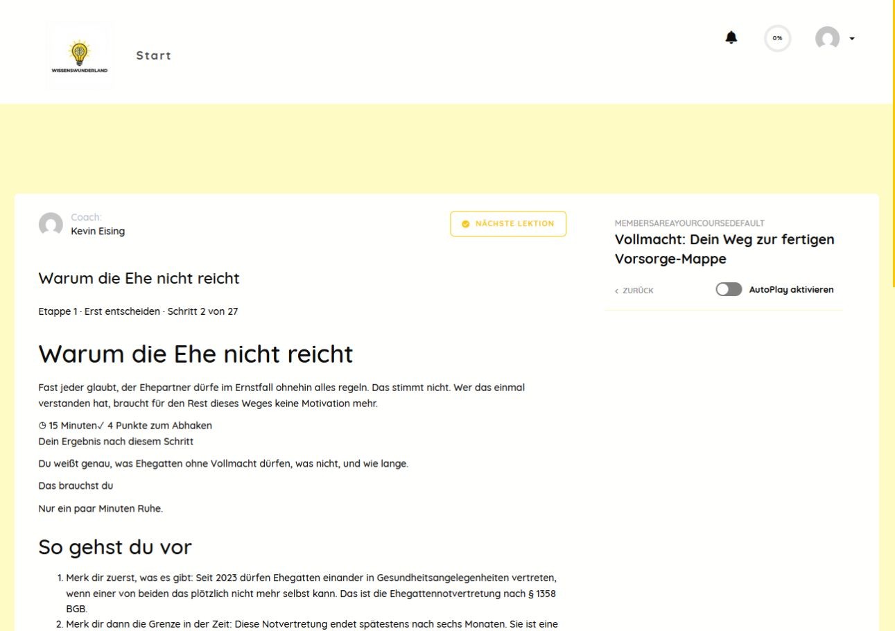 Echte Lektion aus dem vorhandenen Vorsorgeweg
