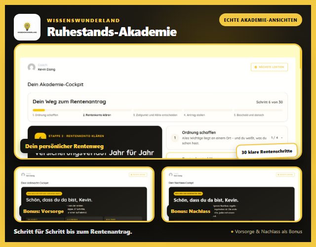Echter 30-Schritte-Rentenweg mit Vorsorge und Nachlass als Bonus