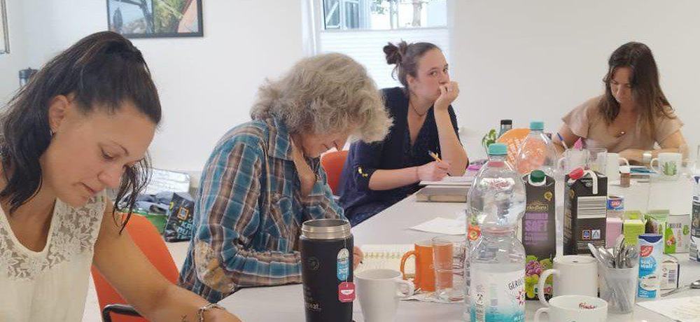 Teilnehmerinnen bei der Arbeit im Seminarraum