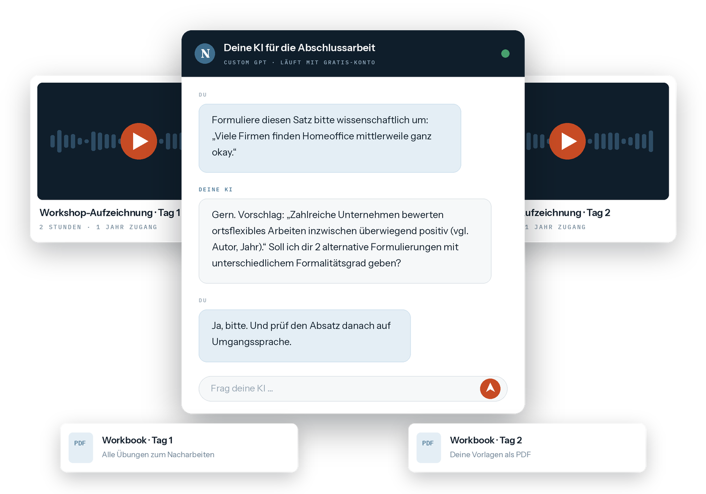 Der Custom GPT mit den Workshop-Aufzeichnungen und Workbooks