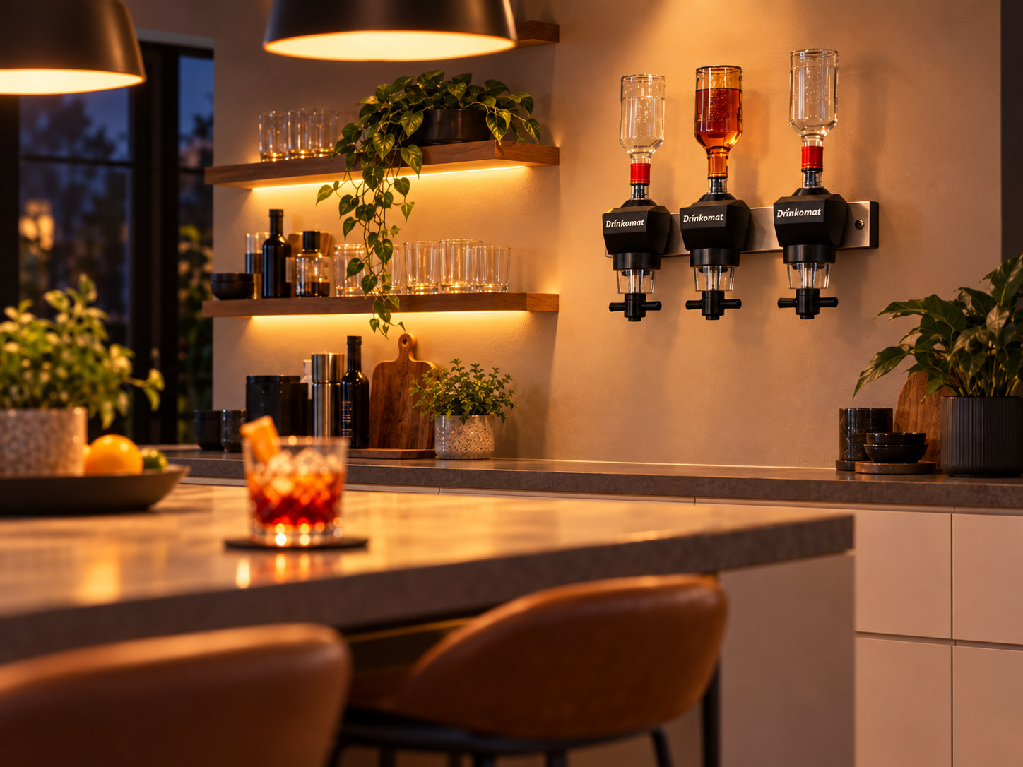Moderne Küchenbar mit Drinkomat-Leiste