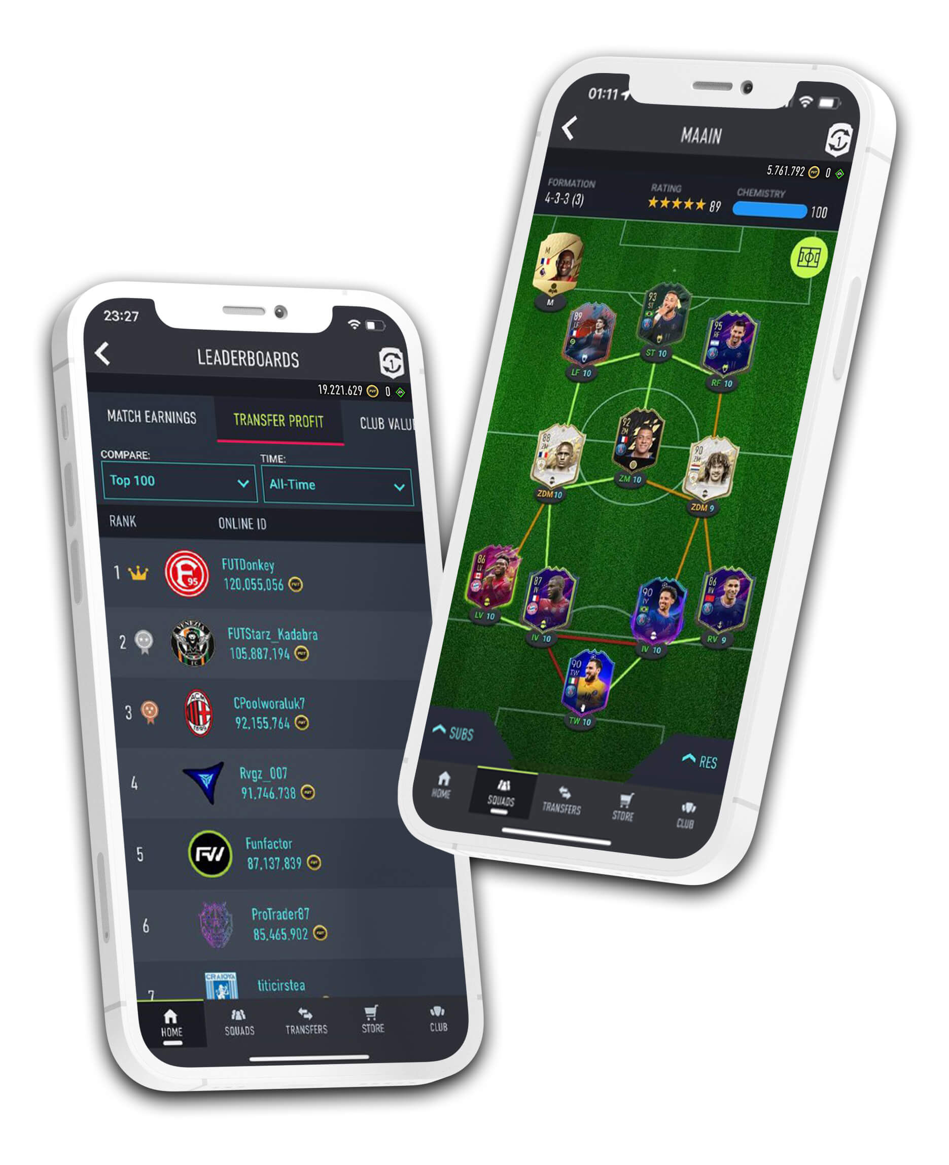 mockup fifa ultimate team dreamteam und 22 transferprofit