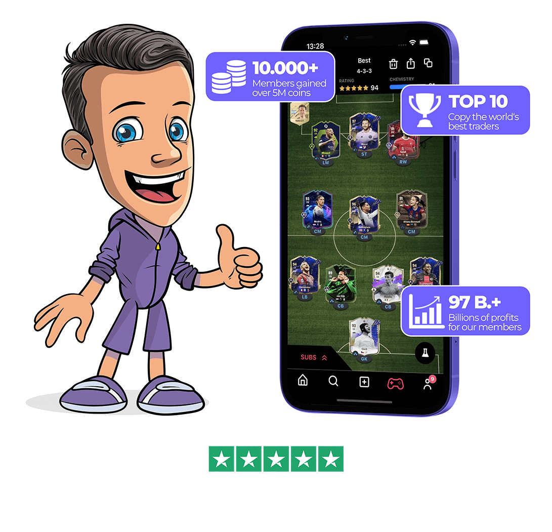 handy mit dream team fifa 22 und maskottchen mit daumen hoch