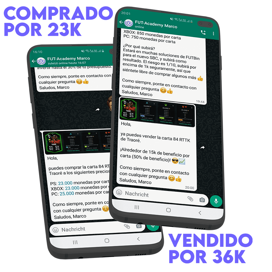 Example of trading in fifa with tip in whatsapp messenger fut-academy