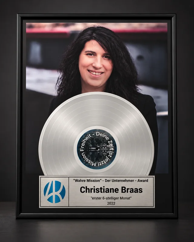 „Wahre Mission“ Unternehmer-Award für den ersten 6-stelligen Monat, Christiane Braas, 2022