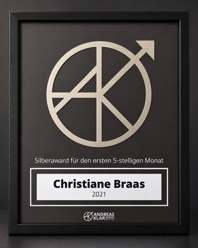 Silberaward für den ersten 5-stelligen Monat, Christiane Braas, 2021