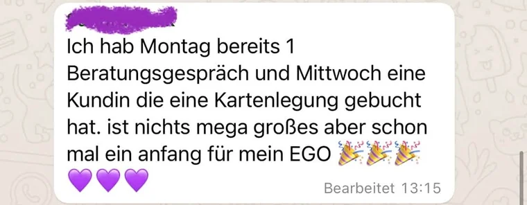Anonymisierte Originalnachricht: Erster Verkauf überhaupt