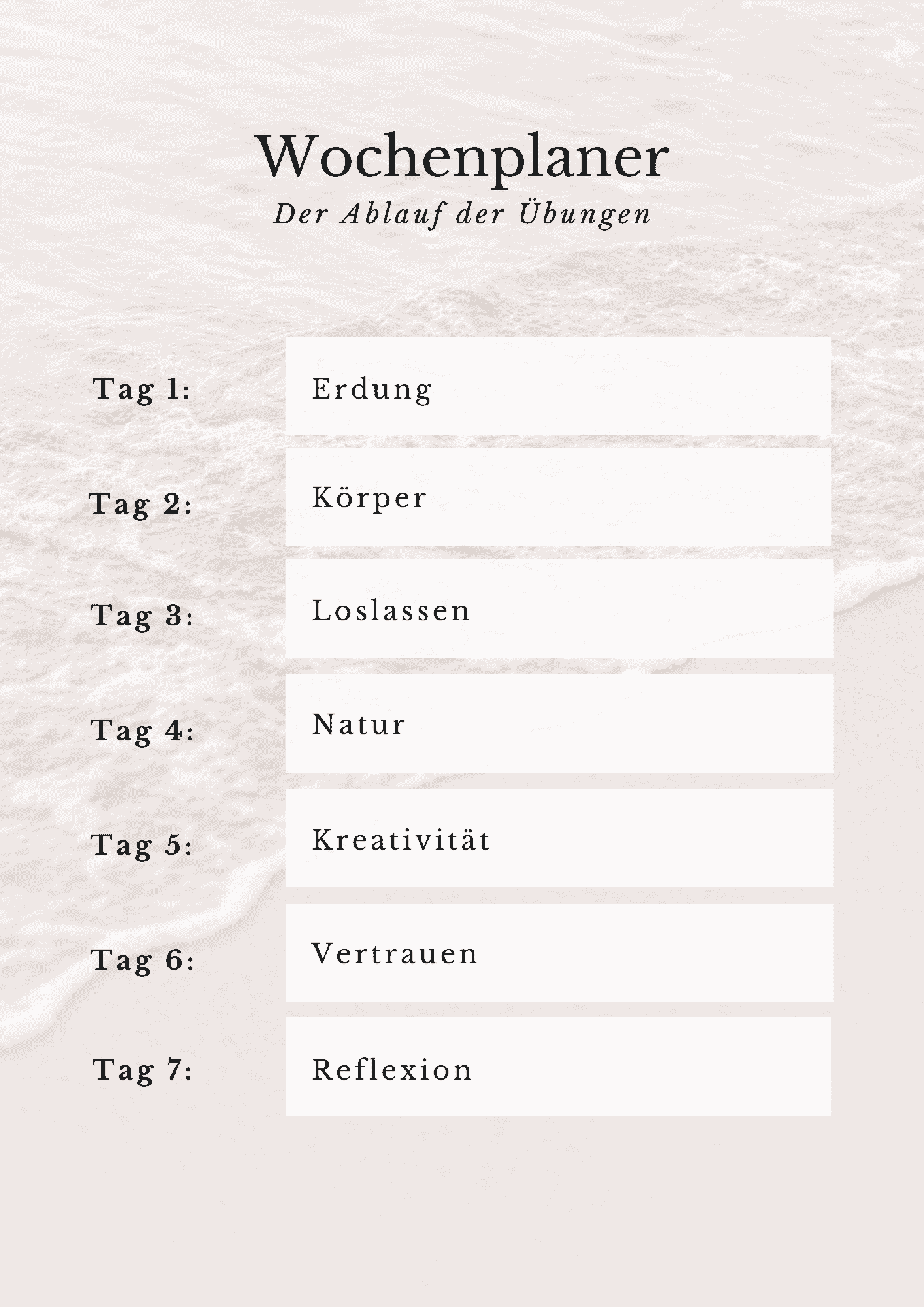 Wochenplanung Reconnect Bundle