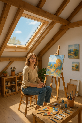 Marias Albtraum von der Tropfsteinhöhle wird zum sonnigen Atelier
