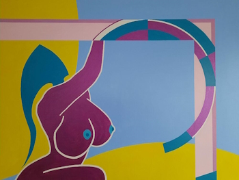 Detail des symbolisch-erotischen Gemäldes "Living in a Box" von Norbert Kunz