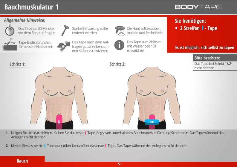Kinesiology Taping Anleitung für die untere Bauchmuskulatur
