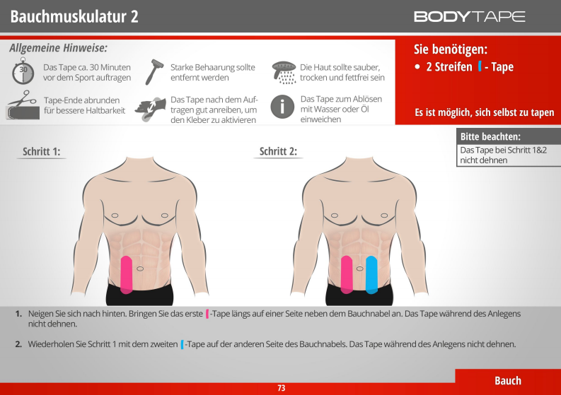 Kinesiology Taping Anleitung für die gerade Bauchmuskulatur