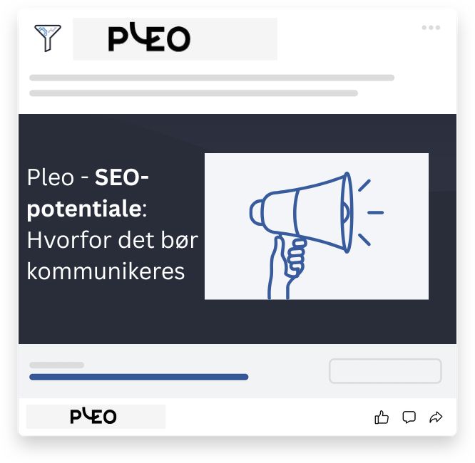 Pleo - Illustration af en hånd, der holder en megafon, som symbol på vigtigheden af at kommunikere SEO-potentiale.