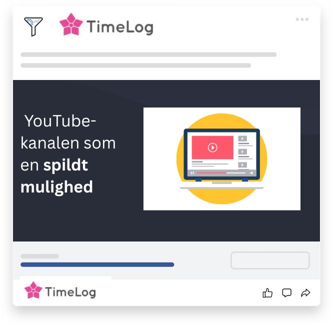 Grafisk illustration af TimeLog YouTube-kanal med manglende lokal tilpasning, som symboliserer uudnyttet potentiale i DACH-markedet.