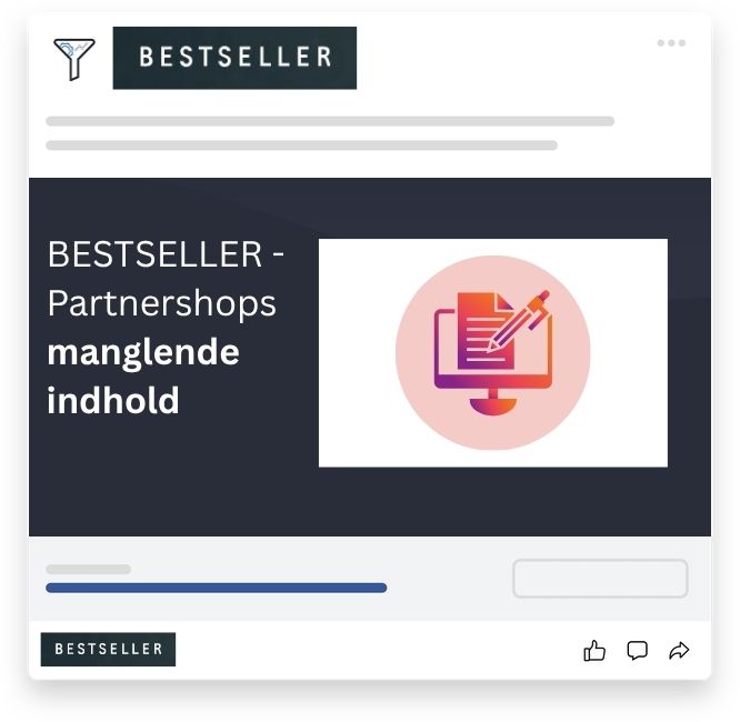 BESTSELLERs partnershops med stærkt brand – men manglende indhold og artikler til målgruppen.