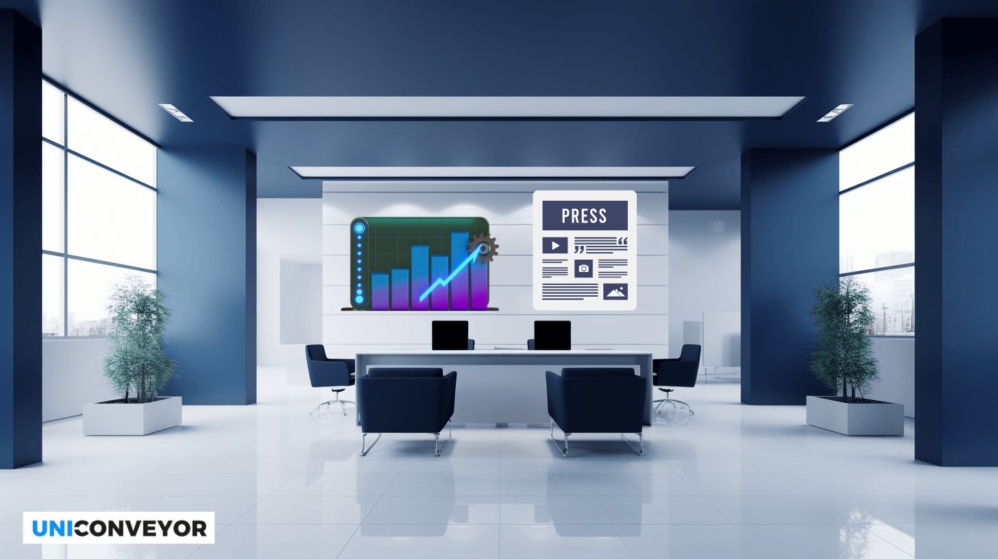 Visuel repræsentation af Uniconveyors pressemeddelelse som del af en brandingstrategi på det tyske B2B-marked