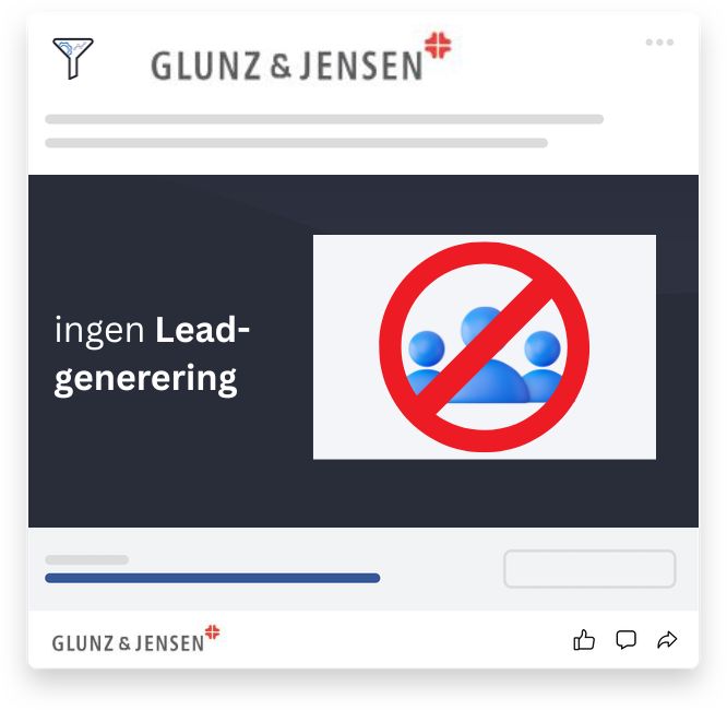 Advarselsikon og silhuetter af personer bag forbudssymbol – illustrerer manglende opsamling af leads og kontaktoplysninger hos Glunz & Jensen.