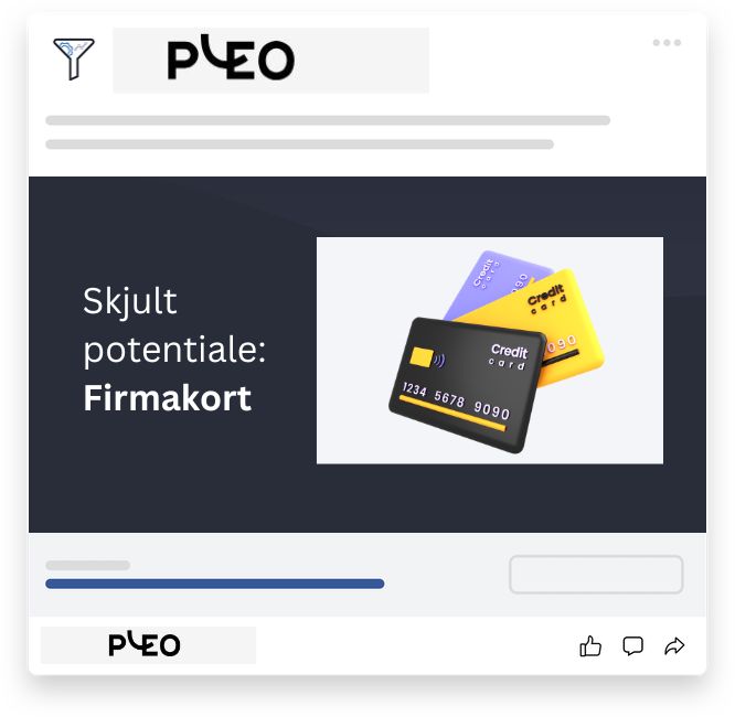 Pleo - Illustration af tre kreditkort i forskellige farver som symbol på skjult potentiale i firmakort uden kreditvurdering.