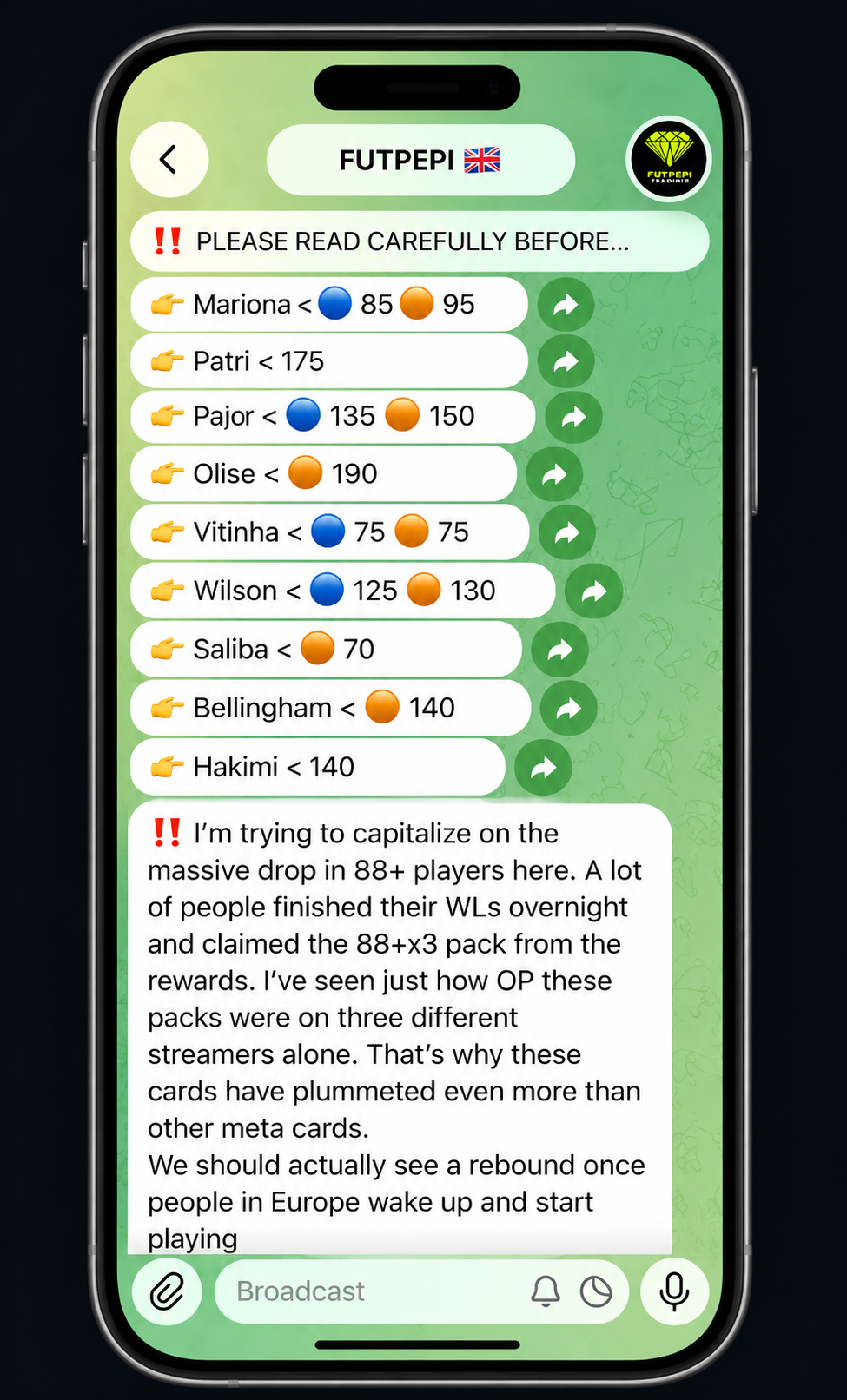 Original English FUTPEPI Telegram trading channel