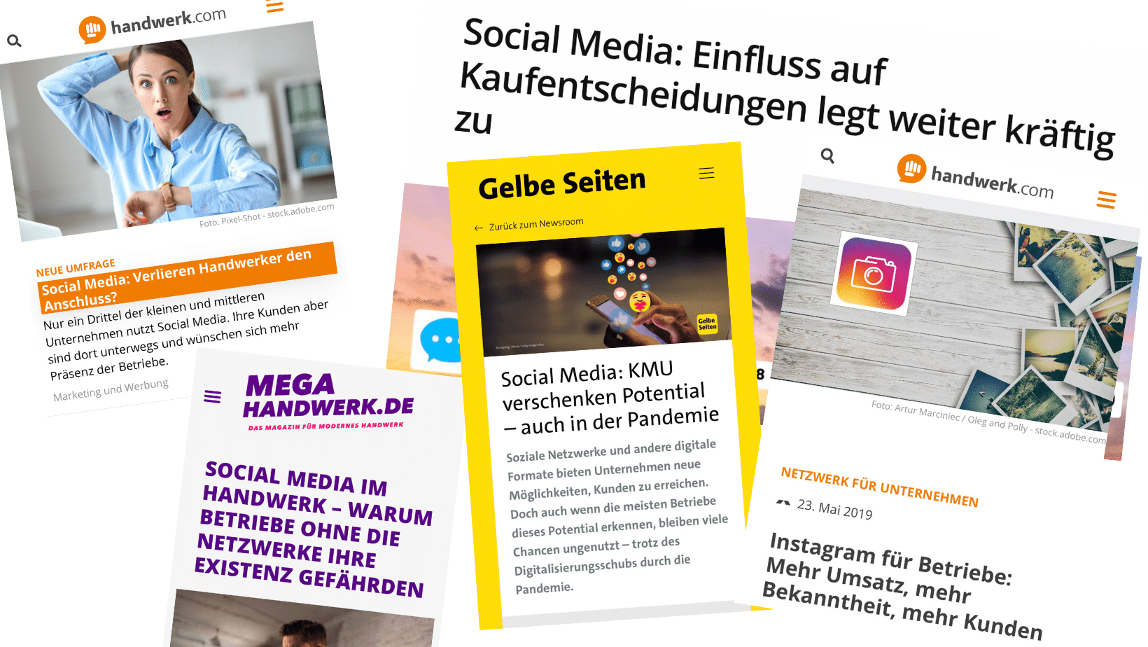Schlagzeiler-Sammlung Bedeutung Social Media für Handwerker