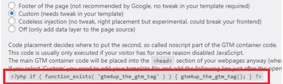 Google Tag Manager Wordpress php