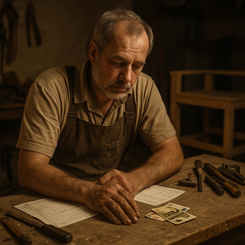 erschöpfter Schreiner 