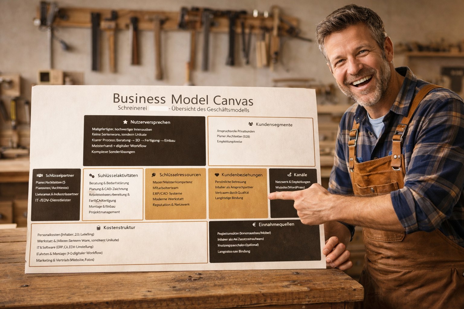 Business Model Canvas für Schreiner: Kunden & Gewinn im Blick